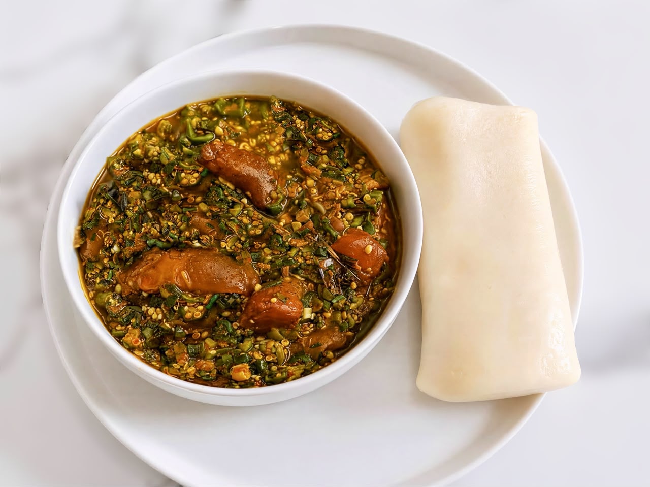 Okra soup with a choice of swallow